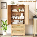 50.4" H Bathroom Storage Cabinet, Modern Floor Cabinet with Adjustable Shelf, Small Pantry with 2 Doors & Drawers, Storage Cabinet for Bathroom, Living Room, Kitchen, Natural KES007MCWG by CozyNest Decor