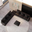 Modern Minimalist Chenille Modular Sectional Sofa, Oversized 8-Seater Sleeper Sofa with Movable Ottoman, Thick Cushions, Upholstered Couch for Living Room, Bedroom, Office, Apartment(Black,8-Seater) by CozyNest Decor