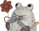 Alpine Corporation MCC860 Indoor/Outdoor Frog with Flower Garden Statue, Stone Finish Frog Statue for Yard, 24" H, Silver by GreenHaven Gardens