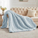Carriediosa Chunky Knit Throw Blanket 60" X 80" Twin, 100% Hand Made Large Chenille Loop Yarn Soft Fluffy Throws for Couch Sofa Bed, Big Crochet Cozy Heavy Thick Cable Woven Blanket, Light Blue by CozyNest Decor