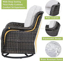Outdoor Patio Swivel Rocker Chairs - Wicker Rattan Patio Swivel Rocking Chairs Set of 2 with High Back,Deep Seating and Comfort Cushions for Deck Porch Garden,Brown/Beige by GreenHaven Gardens
