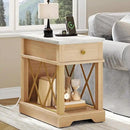 YITAHOME Farmhouse End Table, Side Table with Power Outlets, Nightstand with Drawer and Open Storage, Rustic End Table for Living Room, Sleeping Room, Natural Walnut by CozyNest Decor