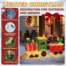 5FT Light-Up Christmas Train Decor with 170 LED Lights, 3D Pre-Lit Train Set with Gift Box and Christmas Tree for Xmas Decoration, Freestanding Glittered Holiday Display for Outdoor, Indoor by CozyNest Decor