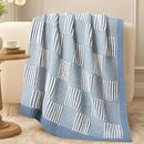 Amélie Home Chenille Knit Throw Blanket for Couch, Checkered Texture Decorative Soft Blanket for Sofa, Bed & Living Room, 50"x60", Blue & White by CozyNest Decor