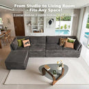 Modular Sectional Sofa, 130.7" L Shaped Couch Set for Living Room, 4-Seater Comfy Cloud Couches with Movable Ottoman, DIY Combination, Plush Corduroy, Gray by CozyNest Decor