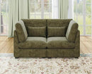 Oversized Modular Sofa, Extra Deep Cloud Chenille Sectional Couch with Ottoman Chaise, Fluffy Chenille 2 Seater Sofa Bed for Living Room, Villa (Loveseat Sofa, Chenille Green) by CozyNest Decor