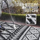 OLANLY Outdoor Rug Waterproof 6x9 ft, Reversible Outdoor Plastic Straw Rug, Boho Patio Rug, Indoor Outdoor Carpet, RV Mat Outside for Patio, Camp, Picnic, Balcony, Deck, Backyard, Black & White by GreenHaven Gardens
