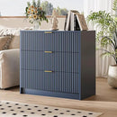 Fluted Dresser for Bedroom, 32 Inch Wide Nightstand with Large Drawer, 3 Drawer End Table for Bedroom, Living Rooms, Offices, and Entryways, Navy Blue by CozyNest Decor