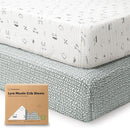 KeaBabies 2-Pack Muslin Crib Sheets for Boys, Girls - 100% Organic Cotton Fitted Baby Crib Mattress Sheet, Soft Breathable Standard Toddler Bed Cover Bedding Set, Neutral, Durable 52x28 (Nordic) by TinyTreasures Baby Boutique