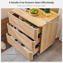 JXQTLINGMU 22" Modern Nightstand with Charging Station, Large Push-to-Open End Table, Wood Bedside Table w/Curved Profile Design, Handleless 3 Drawer Night Stand for Bedroom, Living Room, Natural Oak by CozyNest Decor