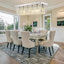 Modern Rectangular Crystal Chandeliers,8 Lights Rectangular Pendant Light Fixture,Adjustable Height K9 Crystal Chandelier for Dining Room L40''xW10''xH10'' by CozyNest Decor