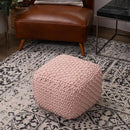 BIRDROCK HOME Square Pouf Ottoman | Cotton Braided Foot Stool with Bean Bag Filling | Boho Foot Rest for Living Room, Bedroom | Compact & Comfortable Seating, Lightweight & Sturdy | Dusty Rose by CozyNest Decor