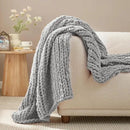 Amélie Home Chunky Knit Throw Blanket for Couch, Soft Chenille Crochet Blanket for Sofa, 50"x60", Light Grey by CozyNest Decor