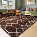 ONASAR 6x9 Area Rugs for Living Room Bedroom, Washable Large Fluffy Brown and White Throw Rug, Geometric Soft Plush Shaggy Fuzzy Floor Carpet for Nursery Kids Girls Boys Teen Dorm Home Office Decor by TinyTreasures Baby Boutique