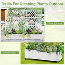 Metal Planter Trellis Box with Wheels & Drain Plug Outdoor Raised Garden Bed Patio Privacy Screen with Planter for Climbing Plants, Vegetables 73"x47"x16" White-Diamond by GreenHaven Gardens