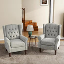 UIXE High Back Accent Chairs Set of 2, Upholstered Armchair in Fabric, Retro Wingback Arm Chair for Living Room, Comfy Single Sofa Bedroom Reading Seat with Solid Wood Legs - Light Gray by CozyNest Decor