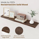 Floating Shelves for Wall Decor, Rustic Solid Elm Wood Live Edge Floating Shelves Wall Mounted, Wall Shelves with Invisible Bracket for Living Room Bathroom Bedroom Kitchen, 36 Inch Set of 2, Walnut by CozyNest Decor