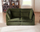 Oversized Modular Sofa, Extra Deep Cloud Corduroy Sectional Couch with Ottoman Chaise, Fluffy Corduroy 2 Seater Sofa Bed for Living Room, Villa (Loveseat Sofa, Corduroy Green) by CozyNest Decor