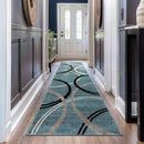 Rugshop Modern Wavy Circles Design Runner Rug 2'7" x 10' Blue by TinyTreasures Baby Boutique