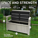 EconoHome 2 Seat Outdoor Storage Bench with Rain Cover - 60 Gallon Capacity - Weatherproof Resin Bench for Patio, Porch, Garden, Yard, Pool Area - Furniture for Pool Accessories, Gardening Tools by CozyNest Decor