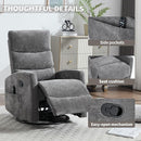 Manual Swivel Rocker Recliner Chair for Adults, Overstuffed Reclining Glider Chair for Nursing with Vibration Massage & Heat, Living Room Rocking Recliner 3-Stage backrest, Chenille Fabric Dark Gray by CozyNest Decor