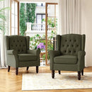Accent Chair, Upholstered Armchair with Button Tufted High Back & Solid Wood Legs, Comfy Wingback Reading Single Sofa Chair for Small Spaces, Living Room, Bedroom (Green, Set of 2) by CozyNest Decor