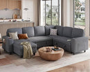 LINSY HOME Sectional Sleeper Sofa with Pull Out Couch Bed - Convertible Plush Corduroy Cloud Couch with Storage Chaise & USB Charging, Comfy Modular Couches for Living Room, Grey by CozyNest Decor
