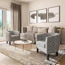 BELLEZE Accent Barrel Chair, Linen Round Chair Club Tub Sofa Corner Chair with Flared Legs and Cozy Soft Padding for Living Room Bedroom Waiting Room - White & Gray by CozyNest Decor