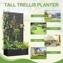 Trellis for Climbing Plants Outdoor，Mental Garden Bed with Drainage Holes Outdoor Privacy Screen Design Tall planters for herb Flower Vegetables 73"x35"x16", Black-Louvered by GreenHaven Gardens