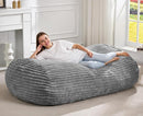 Hobestluk 5FT Bean Bag Chairs Adult Bean Bag with Portable Handle Comfy Large Bean Bag Lounge Chair with Removable Cover for Living Room Bedroom (Stripe Grey, 5FT) by TinyTreasures Baby Boutique