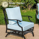 Patio Furniture Set with Fire Pit Table, 5 Pcs Metal Outdoor Conversation Set, 4 Rocking Chairs with 5.75" Extra Thick Cushion and 28" Fire Pit Table for Backyard Deck, Blue by GreenHaven Gardens
