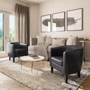 BELLEZE Accent Barrel Chair, Set of 2 Faux Leather Round Club Tub Sofa Corner Chair with Flared Legs and Cozy Soft Padding for Living Room Bedroom Waiting Room - Black by CozyNest Decor