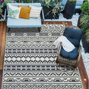 RV Waterproof Mat Outdoor Rugs 9'x12' for Patios Clearance Carpet Camping, Large Plastic Straw (9x12ft Geometric Boho Grey&White) by GreenHaven Gardens