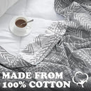 jinchan Boho 100% Cotton Muslin Blanket 3-Layer Queen Size 80x90 Inches Geometric Grey Lightweight Reversible Soft Cozy Comfy Throw for Couch Sofa Bed Large Coverlet Quilt Blanket Bedroom All Seasons by CozyNest Decor