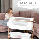 KoolerThings Baby Bassinet, Bedside Sleeper for Baby, Easy Folding Portable Crib with Storage Basket for Newborn, Bedside Bassinet, Comfy Mattress/Travel Bag Included (Bassinet) (White & Gold) by CozyNest Decor