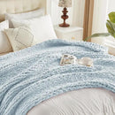 Carriediosa Chunky Knit Throw Blanket 60" X 80" Twin, 100% Hand Made Large Chenille Loop Yarn Soft Fluffy Throws for Couch Sofa Bed, Big Crochet Cozy Heavy Thick Cable Woven Blanket, Light Blue by CozyNest Decor