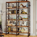IRONCK Bookshelf Double Wide 6-Tier 76" H, Open Large Bookcase, Industrial Style Shelves, Wood and Metal Bookshelves for Home Office, Easy Assembly by CozyNest Decor