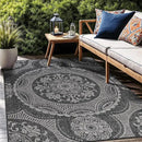 Medallion Outdoor Rug 10x14 Washable Outside Carpet for Indoor Patio Porch Waterproof Easy Cleaning Non Shedding Area Rugs Dark Gray 10 x 14 by CozyNest Decor