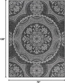 Medallion Outdoor Rug 6x9 Washable Outside Carpet for Indoor Patio Porch Waterproof Easy Cleaning Non Shedding Area Rugs Dark Gray 6 x 9 by CozyNest Decor