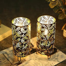 JHY DESIGN Set of 2 Metal Lamp Battery Powered 9''High Accent Cordless Lamp with LED Bulb Huge Fan Patterned Battery Lamp for Weddings Parties Patio Garden Indoors Outdoors Table Bed Room by GreenHaven Gardens