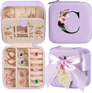 AYGXU Travel Jewelry Box for Women and Girls - Small Case With Initial A-Z - Teacher Gifts by TinyTreasures Baby Boutique