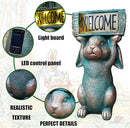 Rabbit Solar Welcome Garden Statues Outdoor Décor-Rabbit Figurines Solar LED Light Lawn Ornaments - Yard Decorations for Patio, Balcony, Backyard -Unique House Warming Gifts for Mom by CozyNest Decor