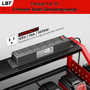 LBT Power Tool Organizer With Charging Station,Patented,Heavy Duty Steel,6 Drilling Rig Sizes With Hooks And Screw Boxes,6 sockets,Easy To Install Garage Storage Rack,Great Gift For Men, Red by GreenHaven Gardens