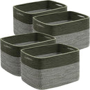 UBBCARE 4 Pack Baskets for Organizing, Woven Storage Baskets for Toys and Towel, Rectangle Cotton Rope Basket with Handles, 15''L x10''W x9''H, Mixed Green by TinyTreasures Baby Boutique