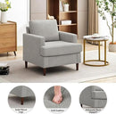 Mid-Century Accent Chair,Modern Linen Fabric Armchair for Living Room,Comfy Upholstered Reading Accent Chairs for Bedroom,Single Sofa Chair with Wood Legs (Light Grey, 1 Pack) by CozyNest Decor