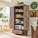 Farmhouse Kitchen Pantry Cabinet - 72" Tall Wood Kitchen Storage Cabinets with Adjustable Shelves & 2 Barn Doors & Drawer, Versatile Storage for Dining Room, Bathroom, Utility Room, Light Brown by CozyNest Decor