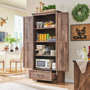 72" Tall Wood Storage Cabinet, Farmhouse Kitchen Pantry Cabinet with Adjustable Shelves & Drawer & Barn Doors, Versatile Storage for Kitchen, Dining Room, Bathroom, Light Brown by CozyNest Decor