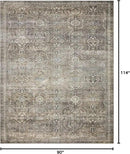 Loloi Layla Collection LAY-13 Antique/Moss 7'-6" x 9'-6" .13" Thick Area Rug, Soft, Durable, Vintage Inspired, Distressed, Low Pile, Non-Shedding, Easy Clean, Printed, Living Room Rug by CozyNest Decor