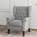 Lumibee High Back Accent Chair,Upholstered Wingback Armchair with Solid Wood Legs for Small Spaces,Comfy Single Sofa Chair for Living Room,Bedroom,Office-Light Gray by CozyNest Decor