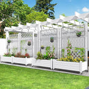 YITAHOME 3.6x1.5x5 FT Planter Box Trellis with Wheels, Large Outdoor Plastic Raised Garden Bed with Drain Plug for Climbing Plants, Grayish-White by GreenHaven Gardens